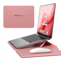 GENERICO - Funda Bolso Para Notebook Macbook Con Soporte Plegable 15" / 16" - Rosado