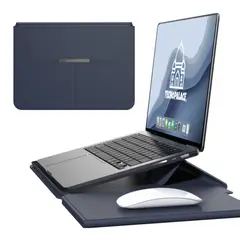 GENERICO - Funda Bolso Para Notebook Macbook Con Soporte Plegable 15" / 16" - Azul Oscuro