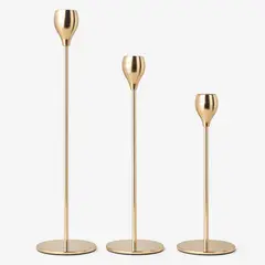 COLETTE - Set De Porta Velas Candelabro Metálico Premium Golden Rose Marsella