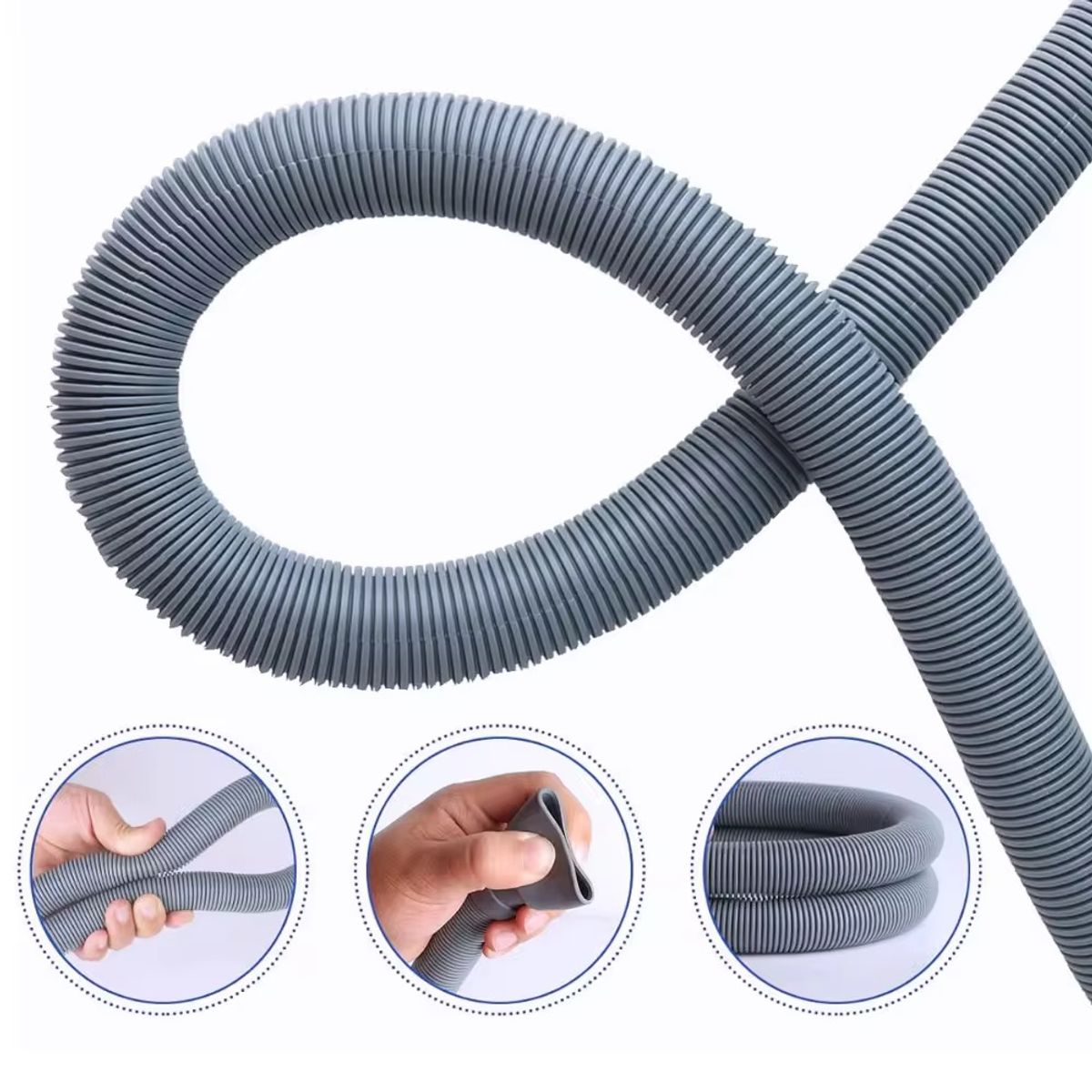 GENERICO - Manguera de Desagüe para Lavadora 3M Universal Gris