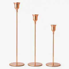 COLETTE - Set De Porta Velas Candelabro Metálico Premium Cobre Niza