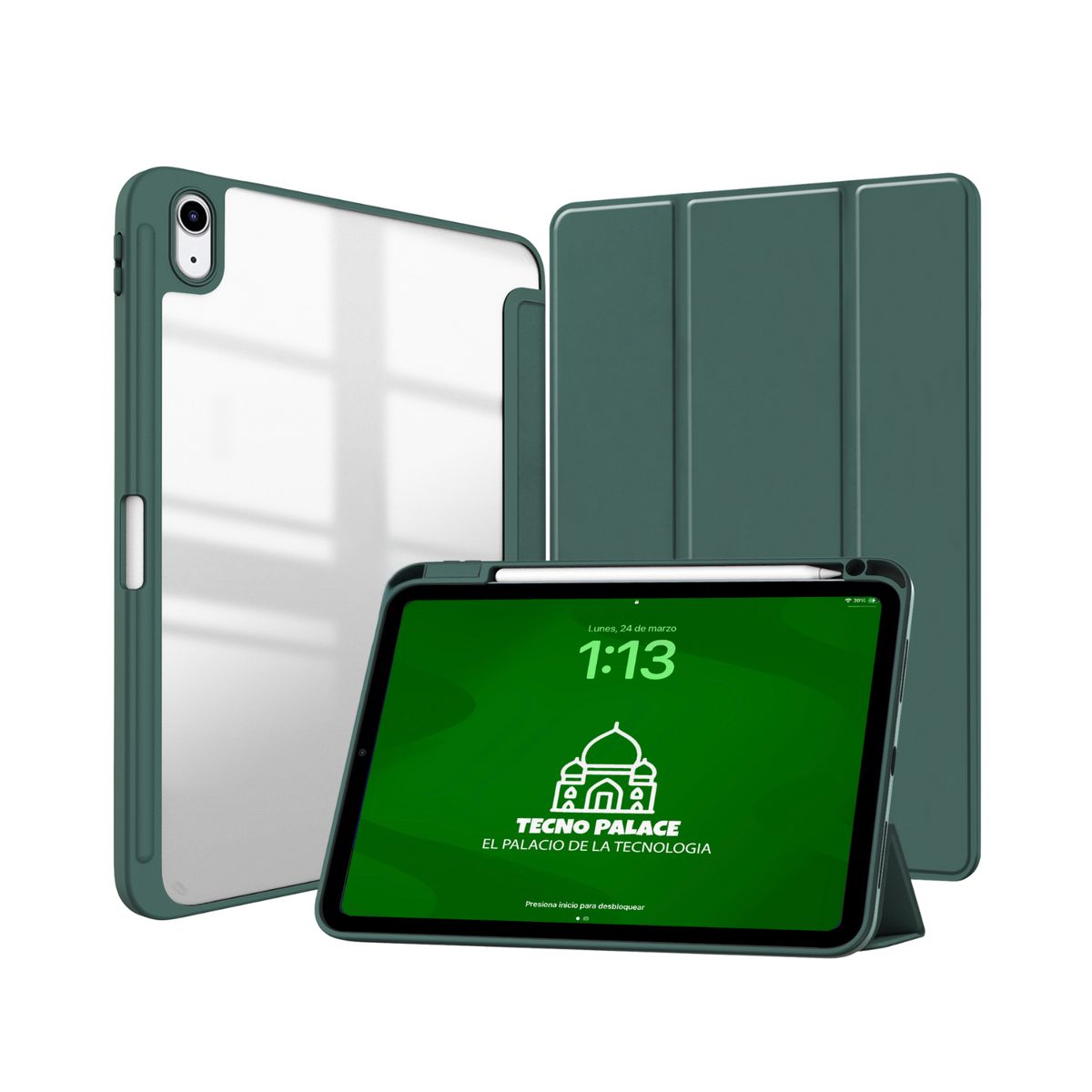 GENERICO - Funda Smart Cover Clear Para iPad 10.2 ( 7 / 8 / 9 Gen ) - Verde Oscuro