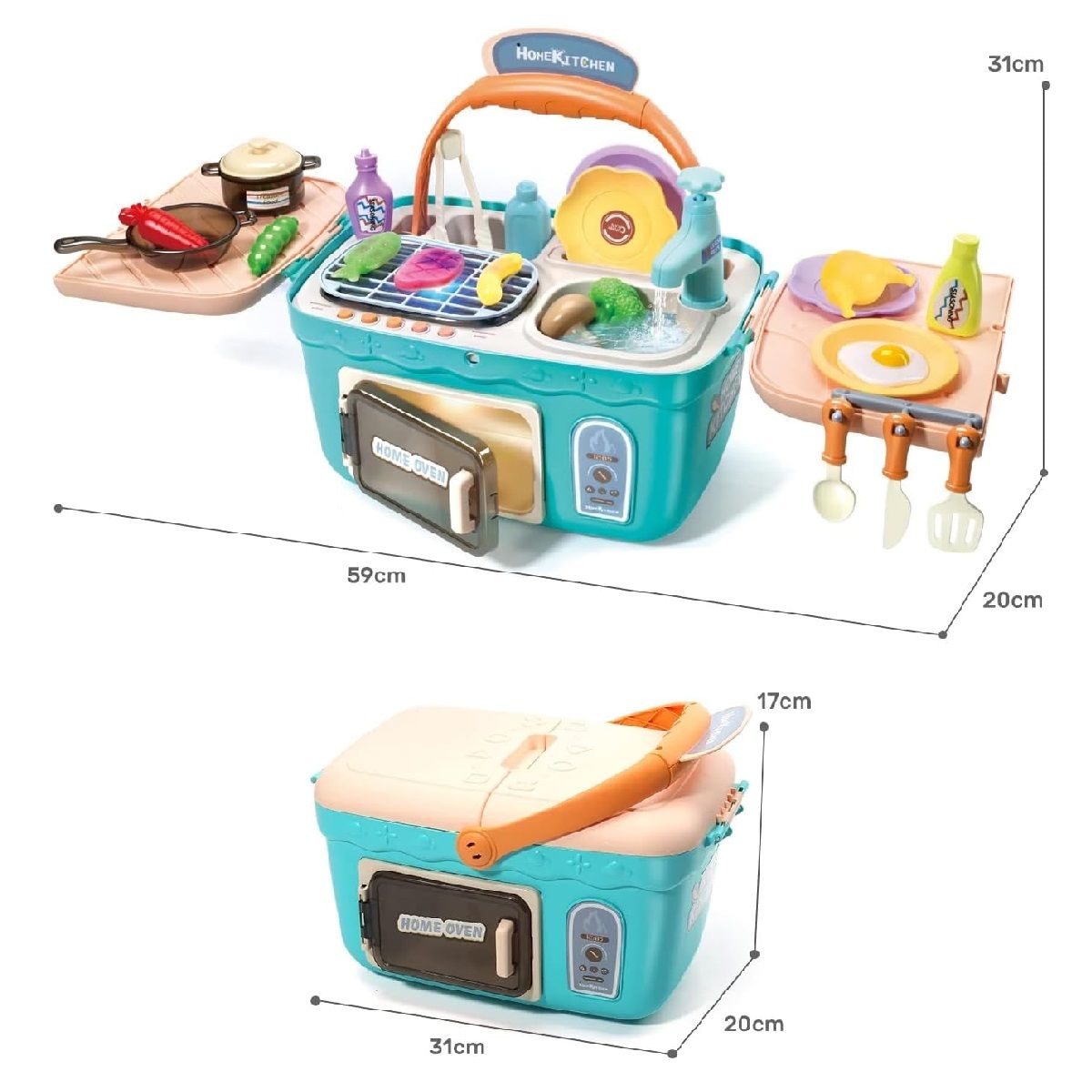 ORGANIZA2 - Juguete Sensorial Infantil Cocina Portátil Con Sonido Canasta Picnic
