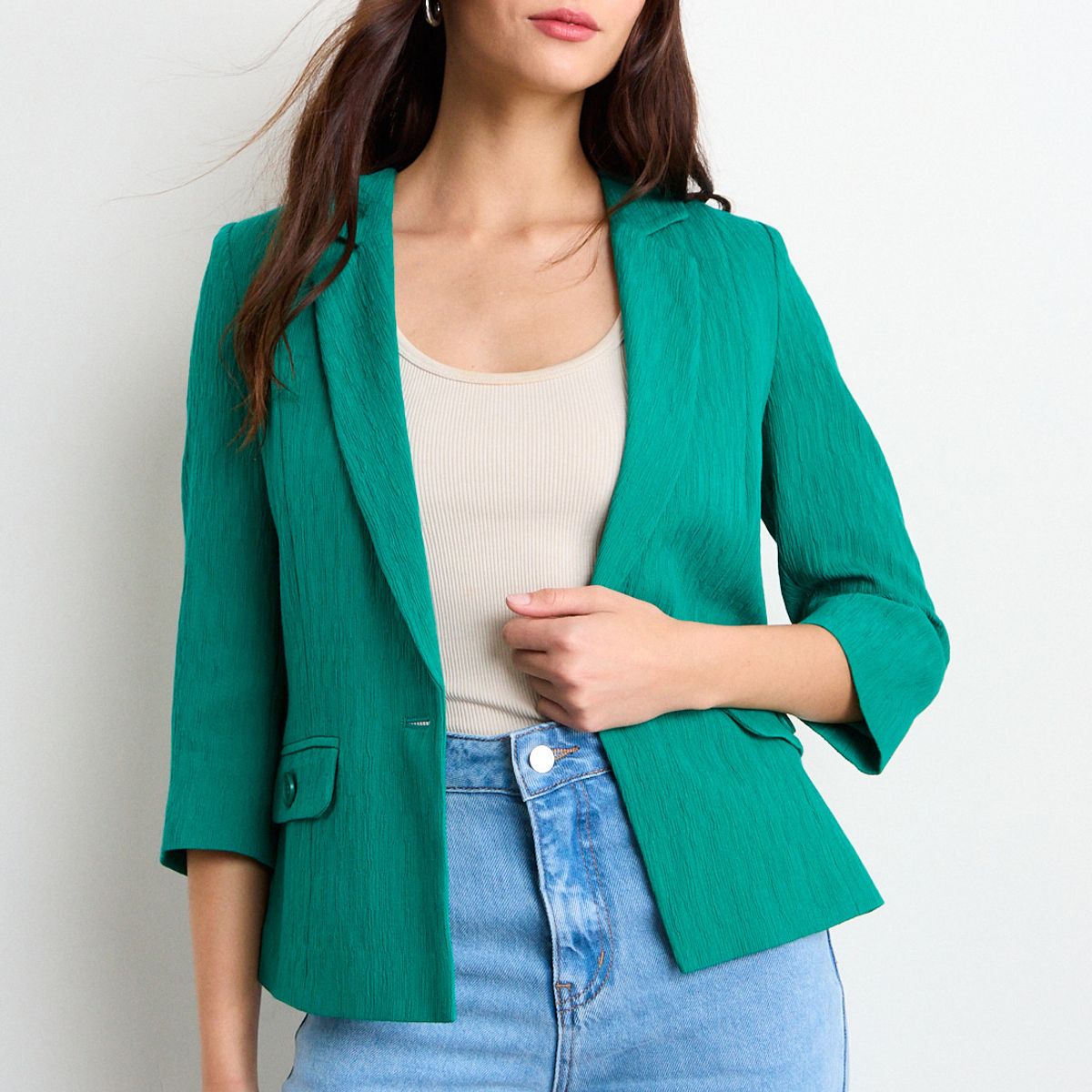 IO - Blazer Liso Mujer Verde Oliva Io