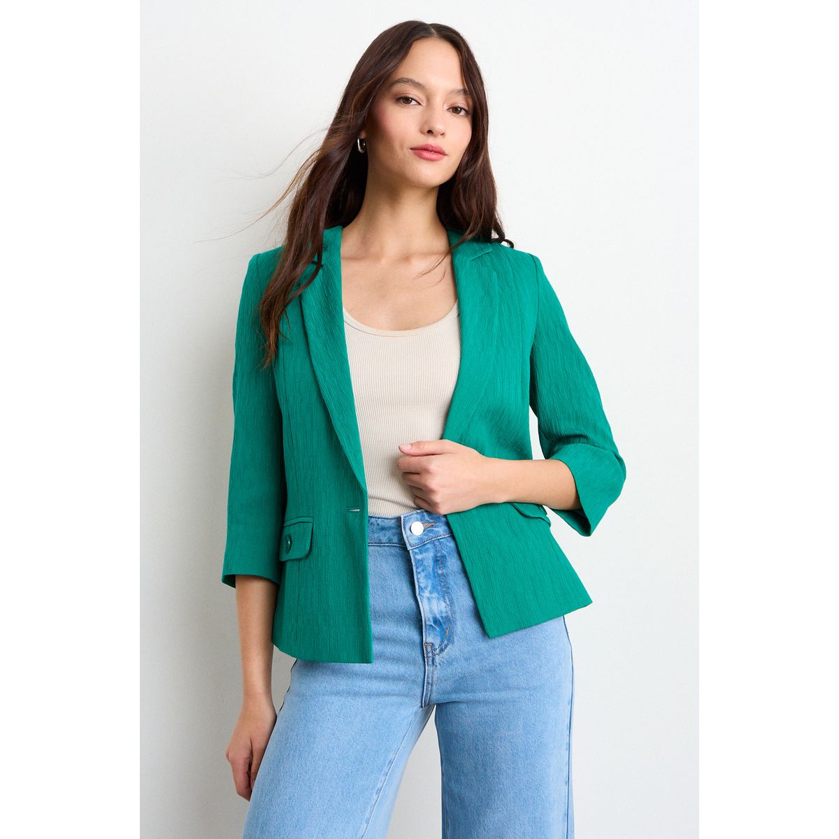 IO - Blazer Liso Mujer Verde Oliva Io