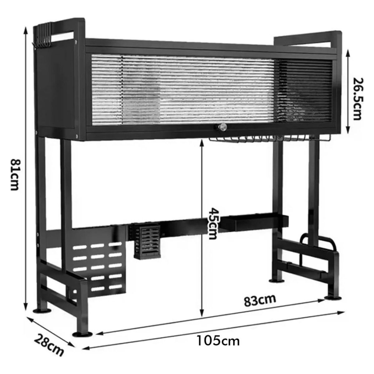 HOMEBRANDT - Estante Escurridor Organizador De Platos Con Puerta 105cm Negro