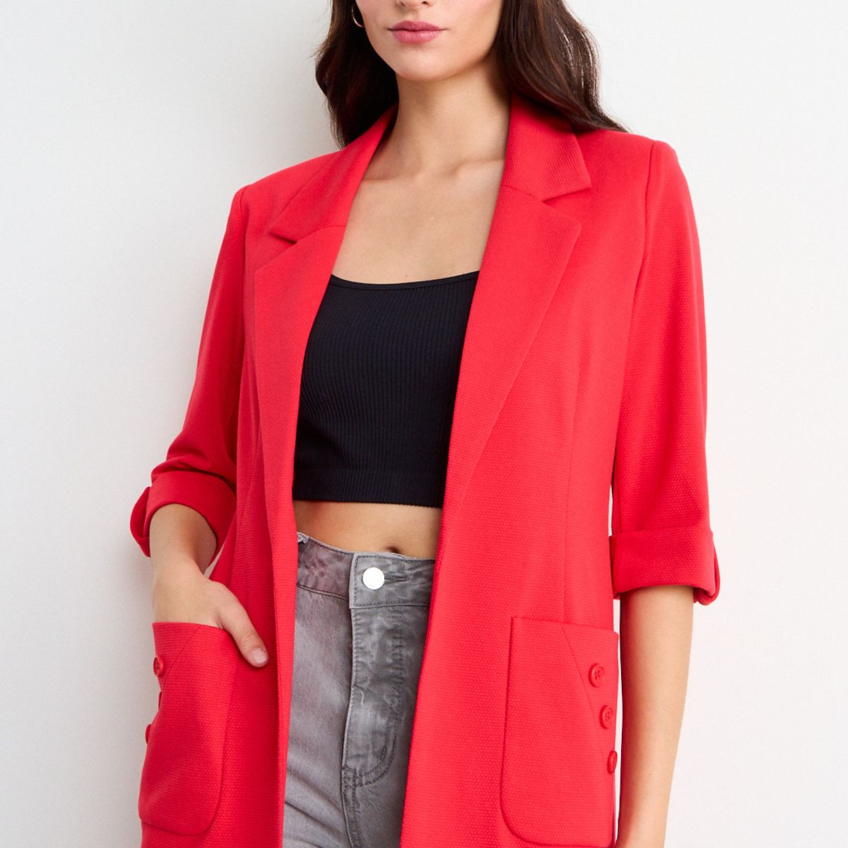 IO - Blazer Liso Mujer Rojo Io