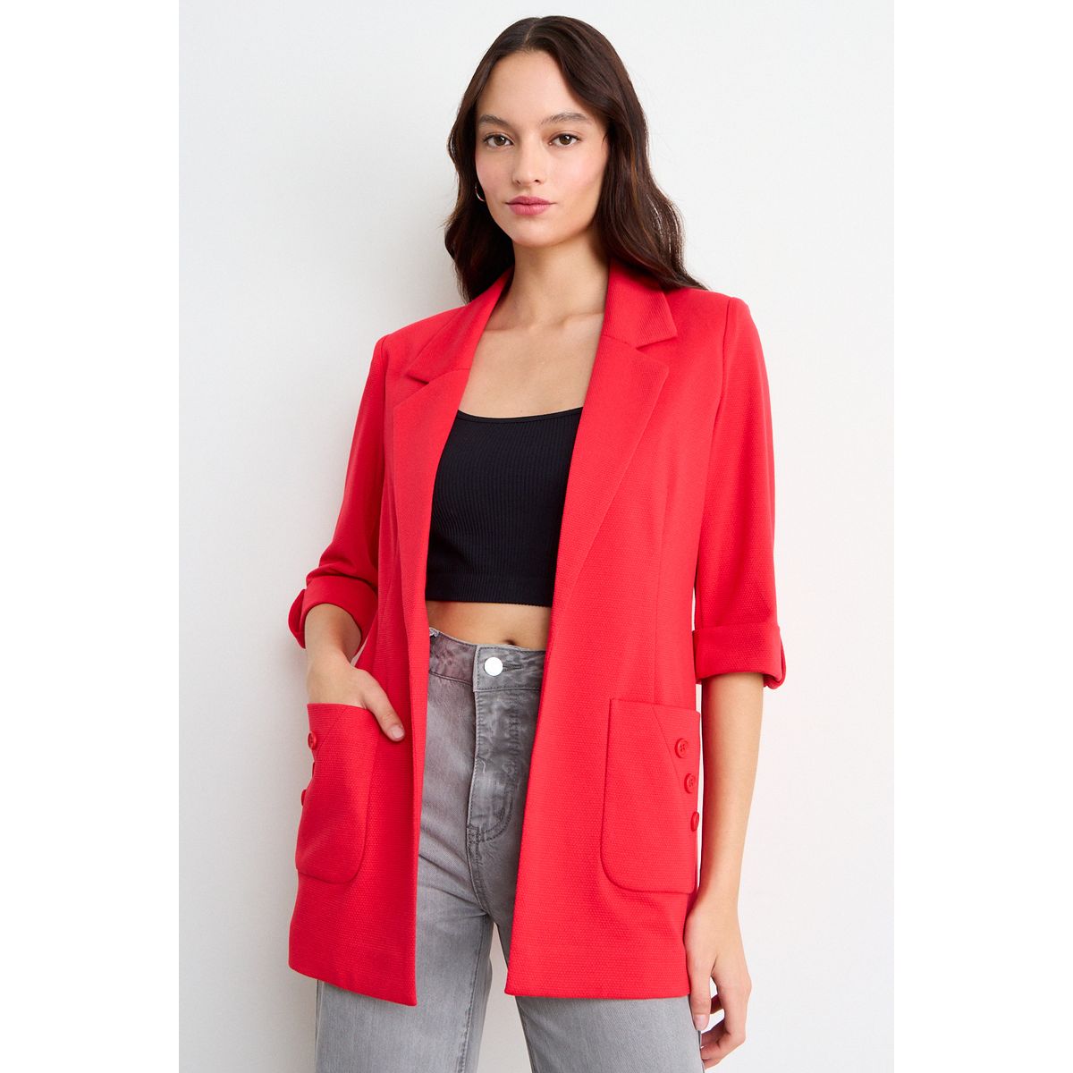 IO - Blazer Liso Mujer Rojo Io