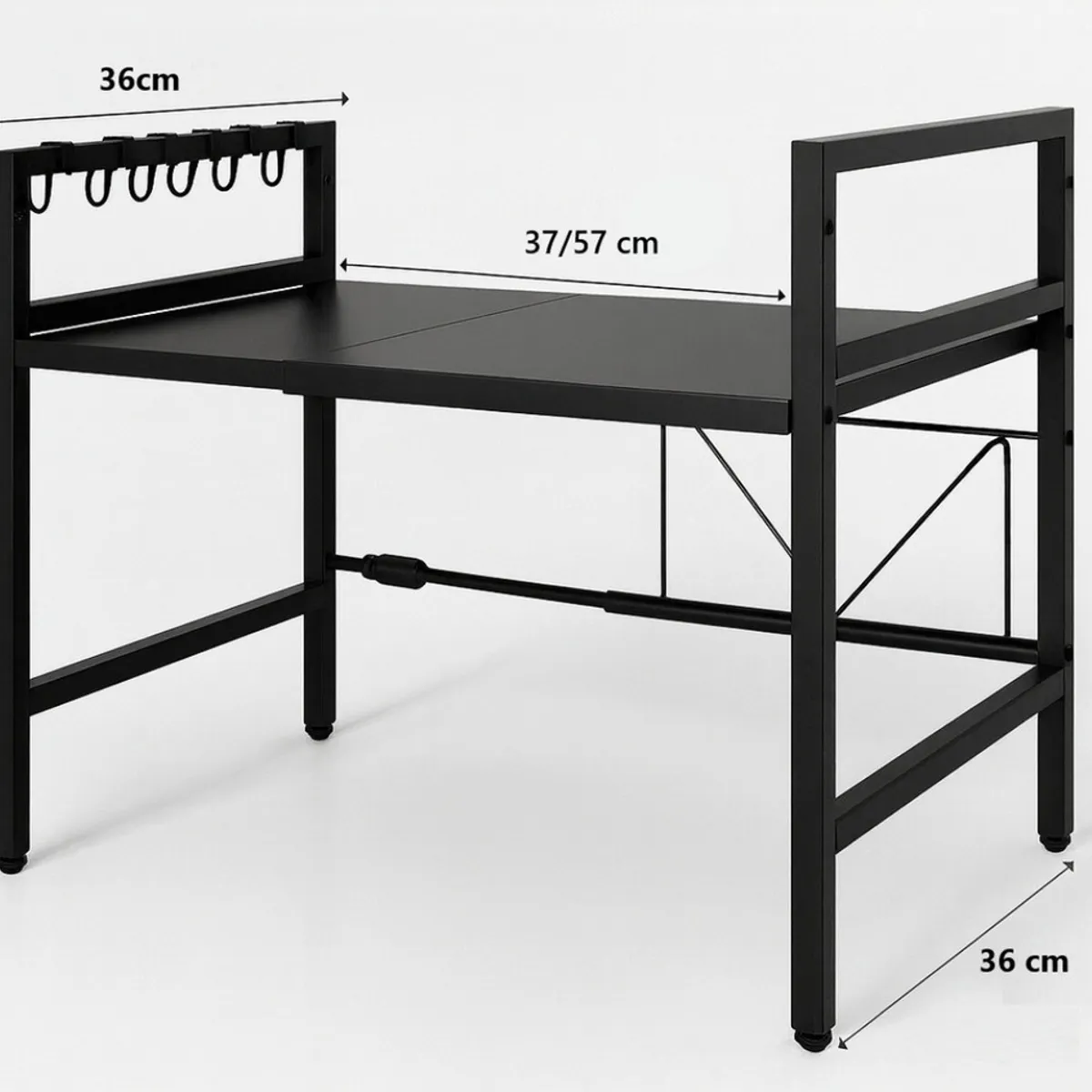 HOMEBRANDT - Estante Microondas Extensible Organizador Metalico Cocina Negro