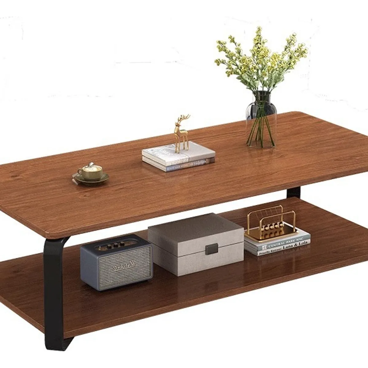 ANYHOGAR - Mesa De Centro 2 Nivel 100x48x43cm Color Marrón