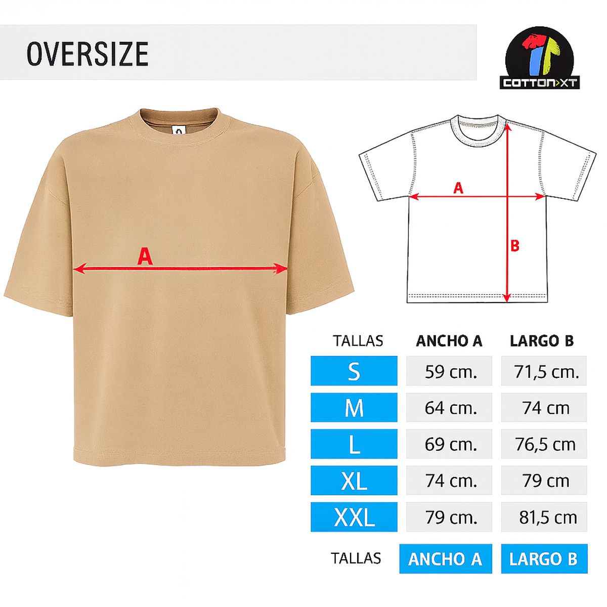 CREA PRINT - Polera Cuello Redondo Oversize 280g Streetwear 100% Algodón