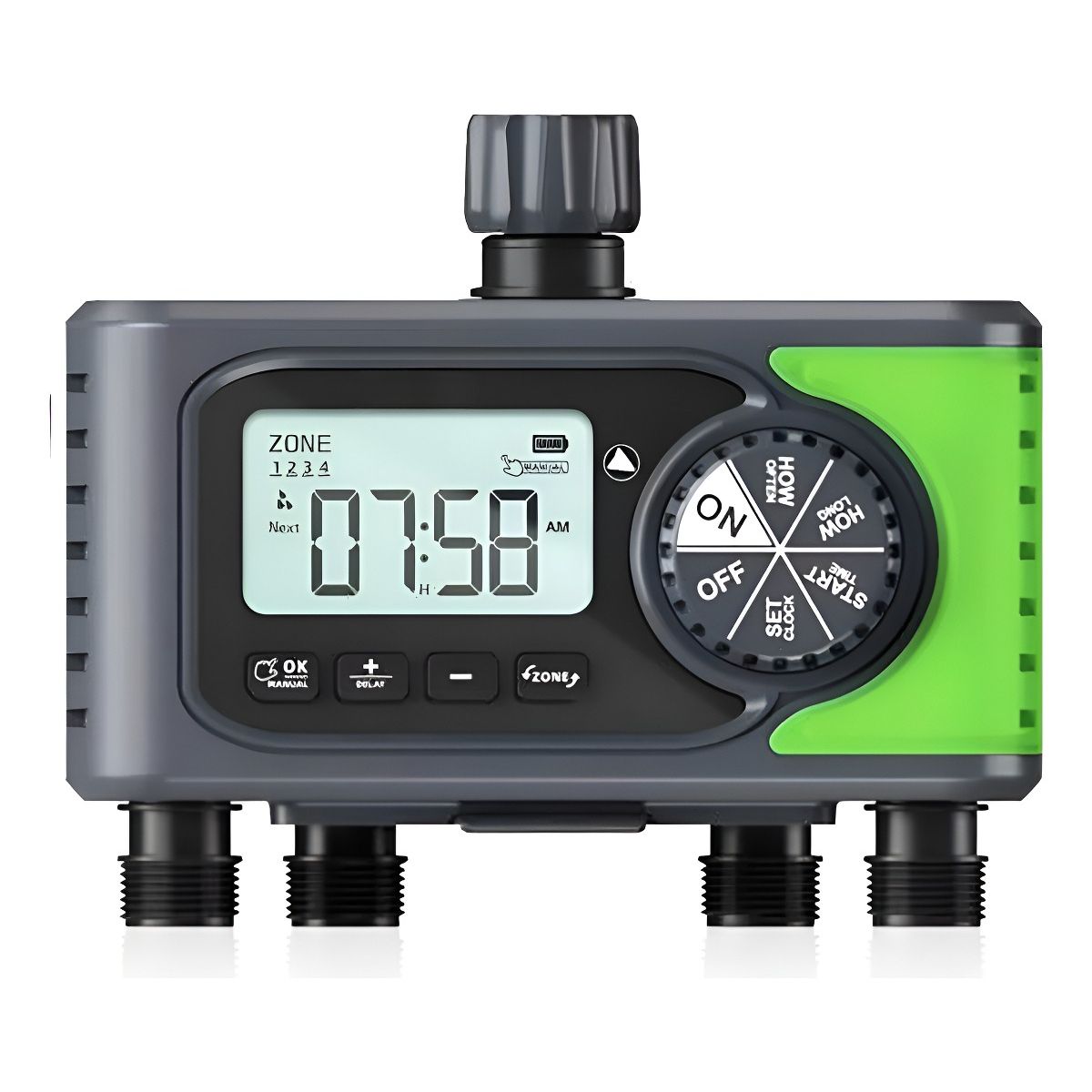 QUICK - Programador Riego Automatico 4 Zonas Con Pantalla Digital