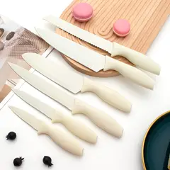 UMEXUS - Set Cuchillos 12 Piezas Cocina Acero Color Crema