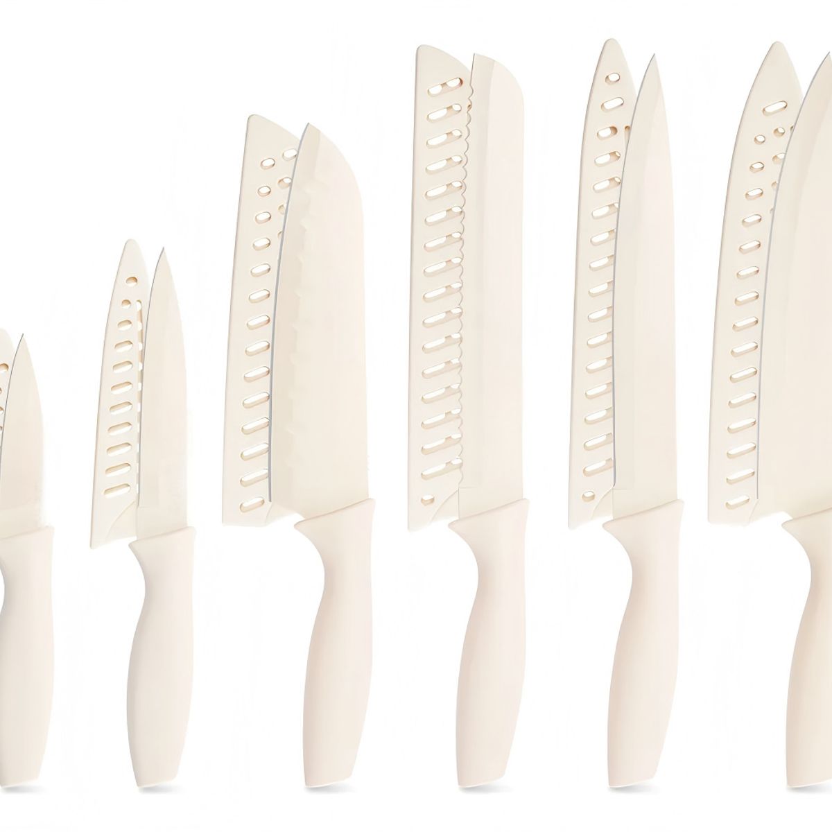 UMEXUS - Set Cuchillos 12 Piezas Cocina Acero Color Crema