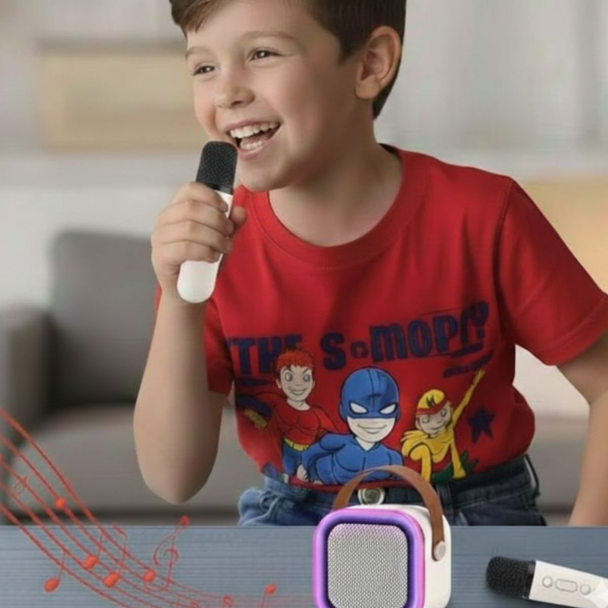 GENERICO - Parlante Portatil Con Microfono Inalambrico Luz Led Karaoke