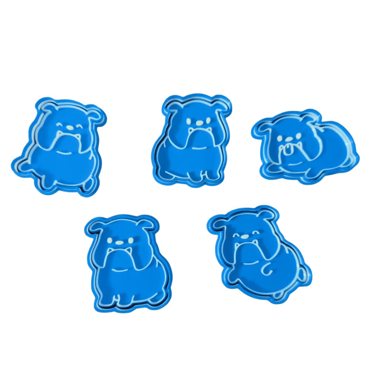 GENERICO - Set 5 Cortadores De Galletas Perritos British Bulldog 12 Cm