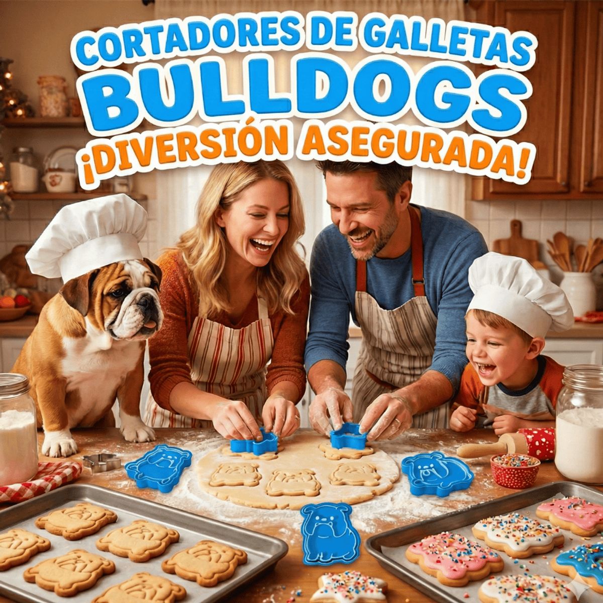 GENERICO - Set 5 Cortadores De Galletas Perritos British Bulldog 12 Cm