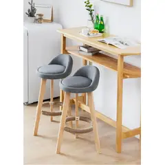 UMEXUS - Pack2 Silla Piso Bar Madera Altura Taburete Respaldo Moderna Madera Gris