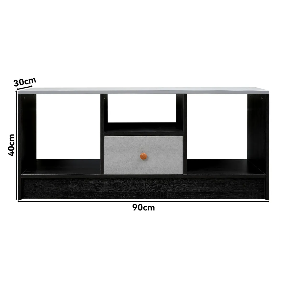 ROHE - Rack TV Para TV Pequeño Hasta 43 90x30x40 Cm Con 1 Cajón Negro Gris