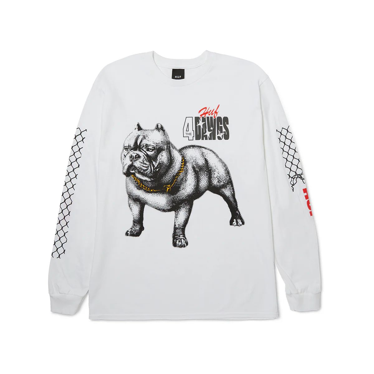 HUF - Polera HUF 4 The Dawgs L/S tee White