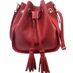 PIERA MARASSI - Cartera de cuero natural Modelo Carlota Rossa