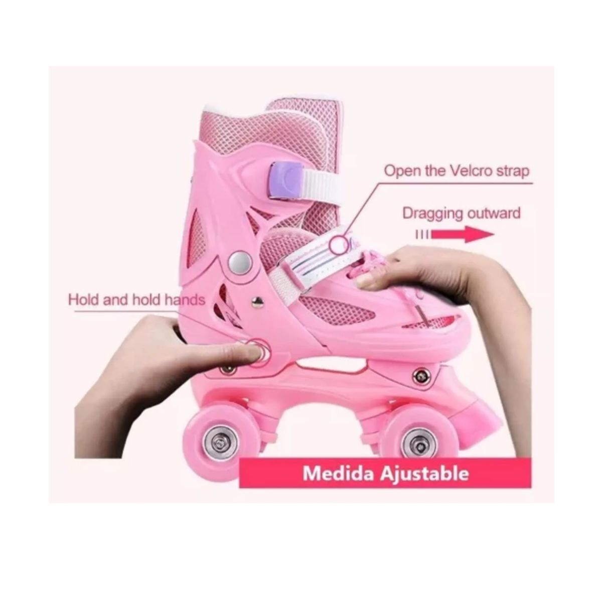 GENERICO - Patines 4 Ruedas Roller Rosado De Niña M 35 AL 38