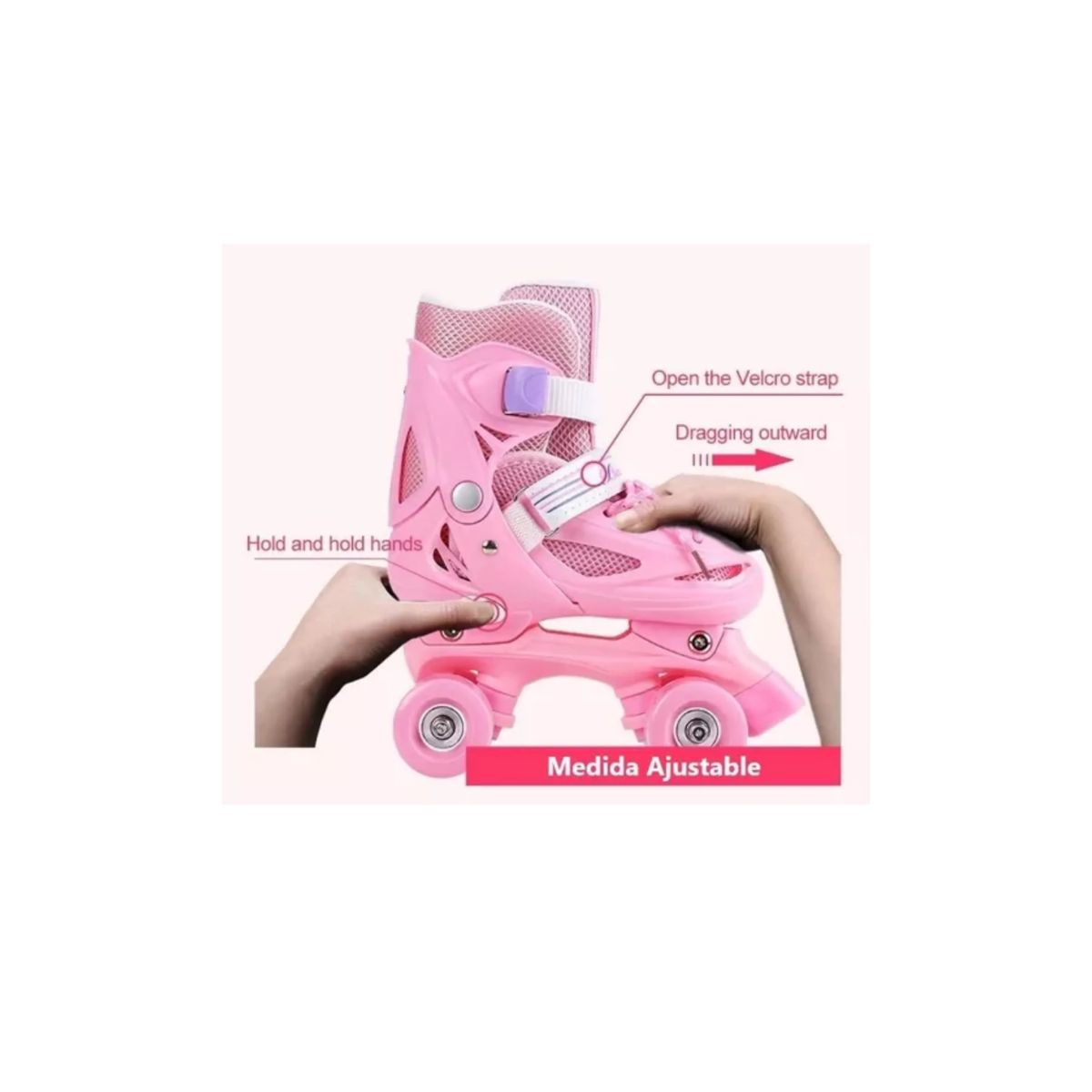 GENERICO - Patines 4 Ruedas Roller Rosado De Niña M 35 AL 38