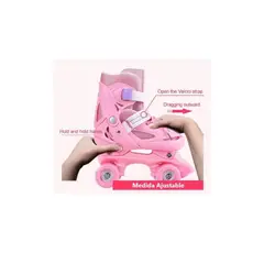 GENERICO - Patines 4 Ruedas Roller Rosado De Niña M 35 AL 38