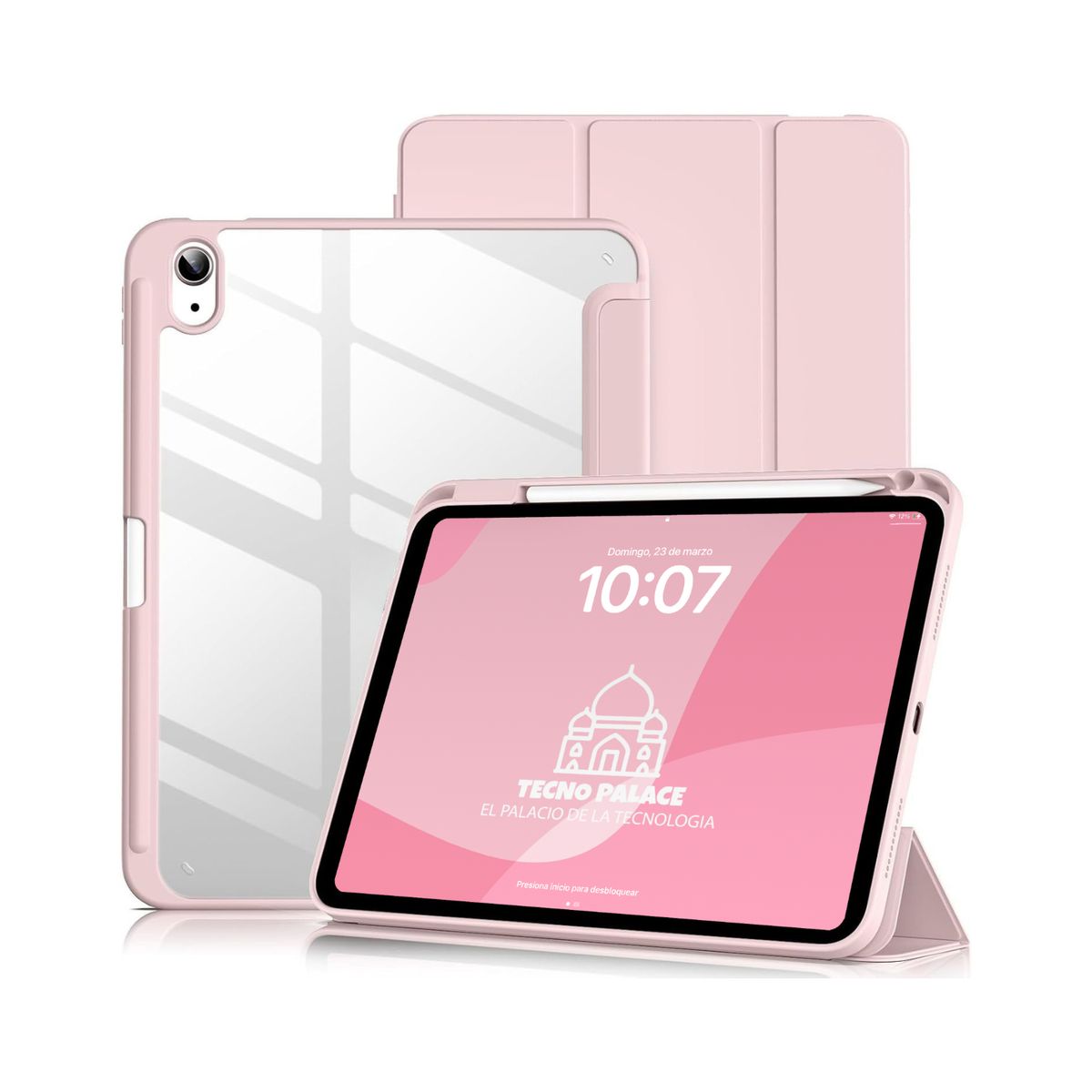 TECNOPALACE - Funda Smart Cover Clear Para iPad Air 13 M2 / M3 - Pro 12.9 - Rosa