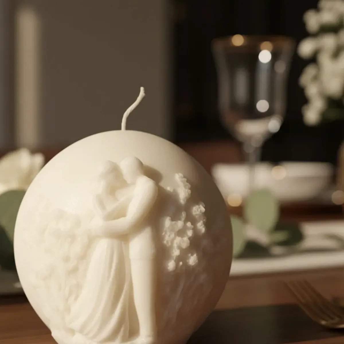 HAOKIDS - Vela Enamorados para matrimonio. Souvenir pareja decoración 7 cm en cera de soja