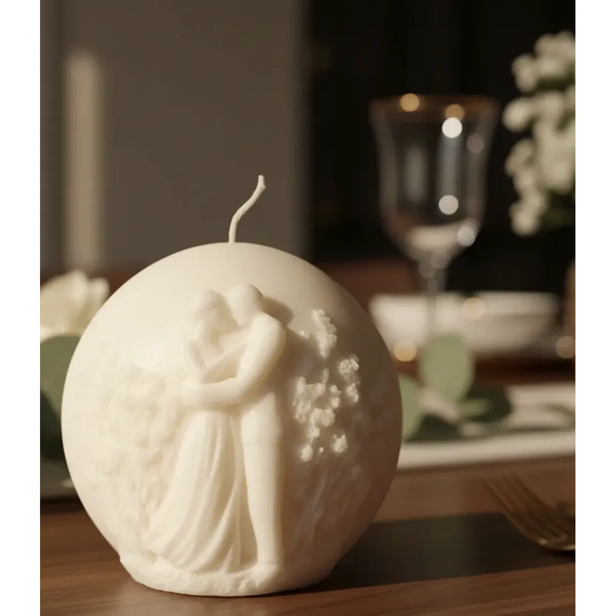HAOKIDS - Vela Enamorados para matrimonio. Souvenir pareja decoración 7 cm en cera de soja