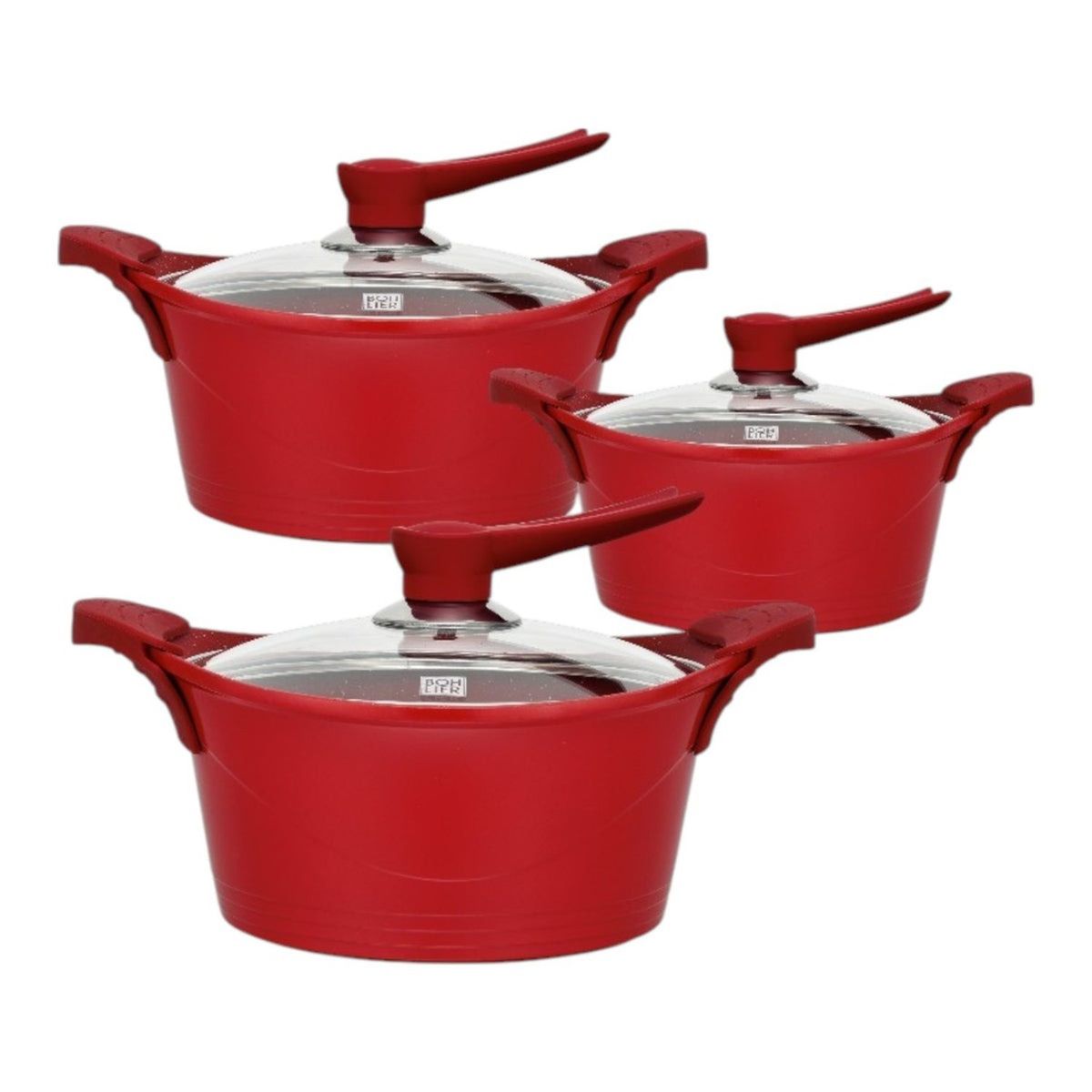 OEM - BATERÍA COCINA 6 PIEZAS ALUMINIO FUNDIDO ROJO BOHLIER 20