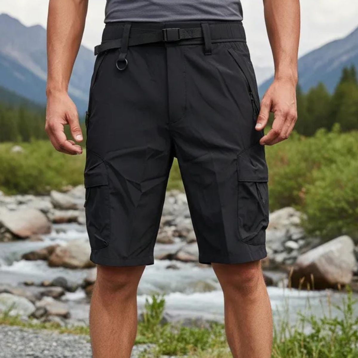 BLUE MOUNTAIN - Short Deportivo De Trekking Outdoor Para Hombre Multiple Bolsillos Secado Rapido