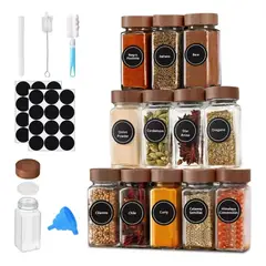 UMEXUS - 12 Frascos Especieros De Vidrio 120ml Para Especieros Cocina Transparente