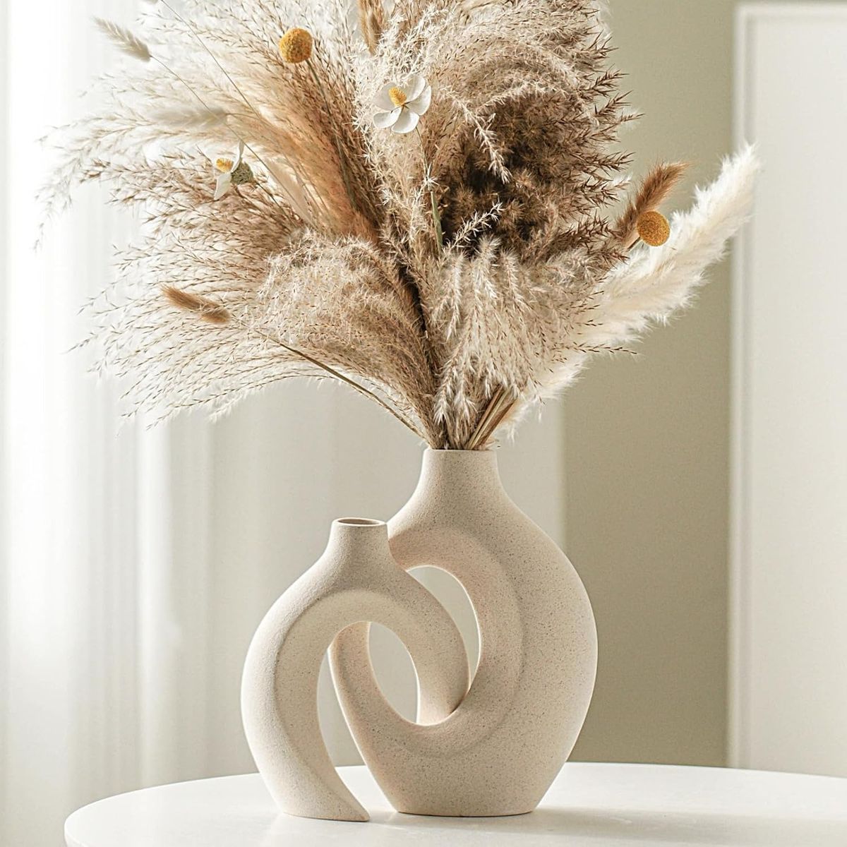 TATEE - Set 2 Florero Jarrón de arenisca 17cm Y 21cm