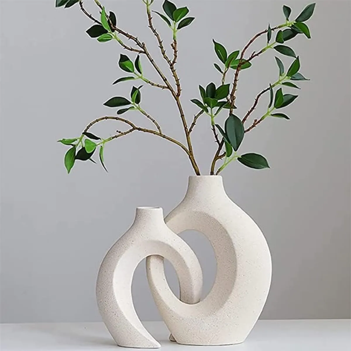TATEE - Set 2 Florero Jarrón de arenisca 17cm Y 21cm