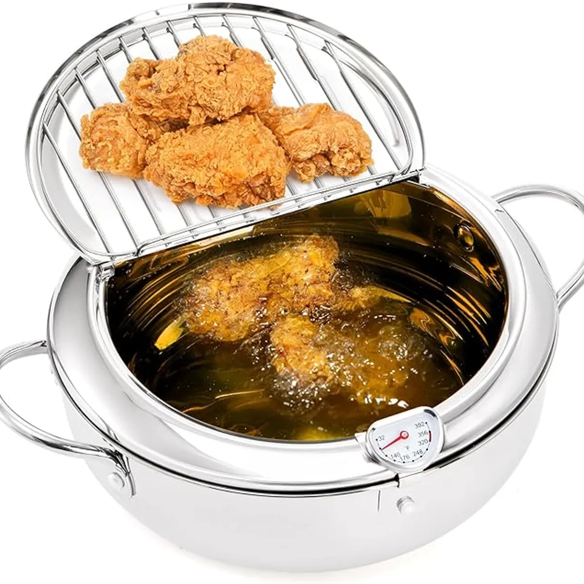 CHEFCHOICE - Olla Freidora Acero Inoxidable Freir Con Termómetro Estilo Japones 2200ML