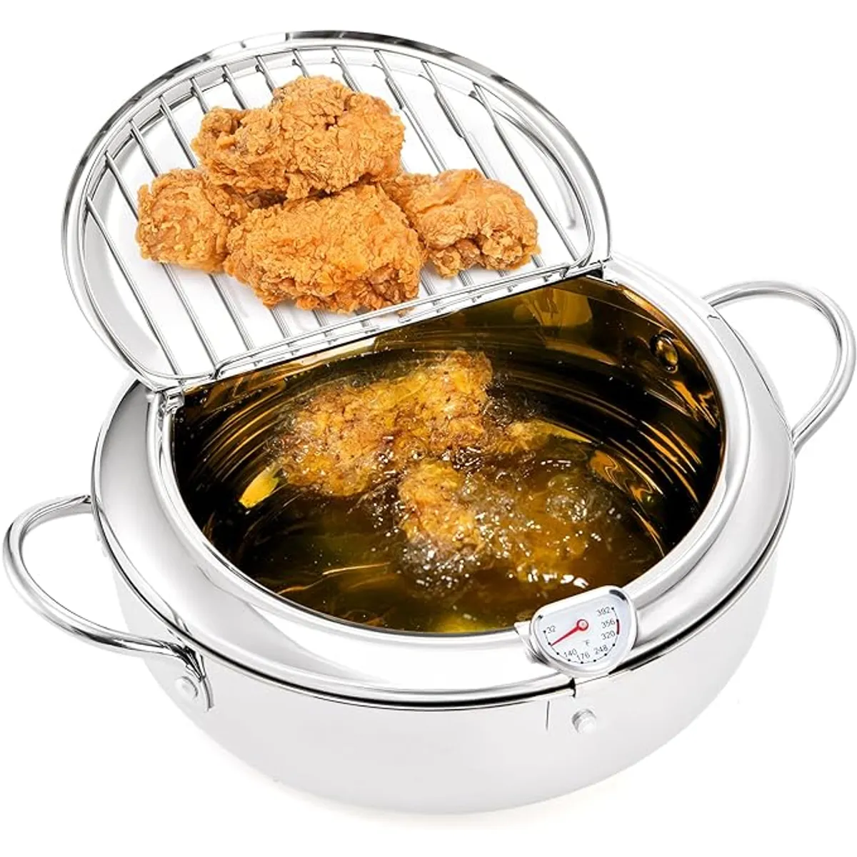 CHEFCHOICE - Olla Freidora Acero Inoxidable Freir Con Termómetro Estilo Japones 2200ML