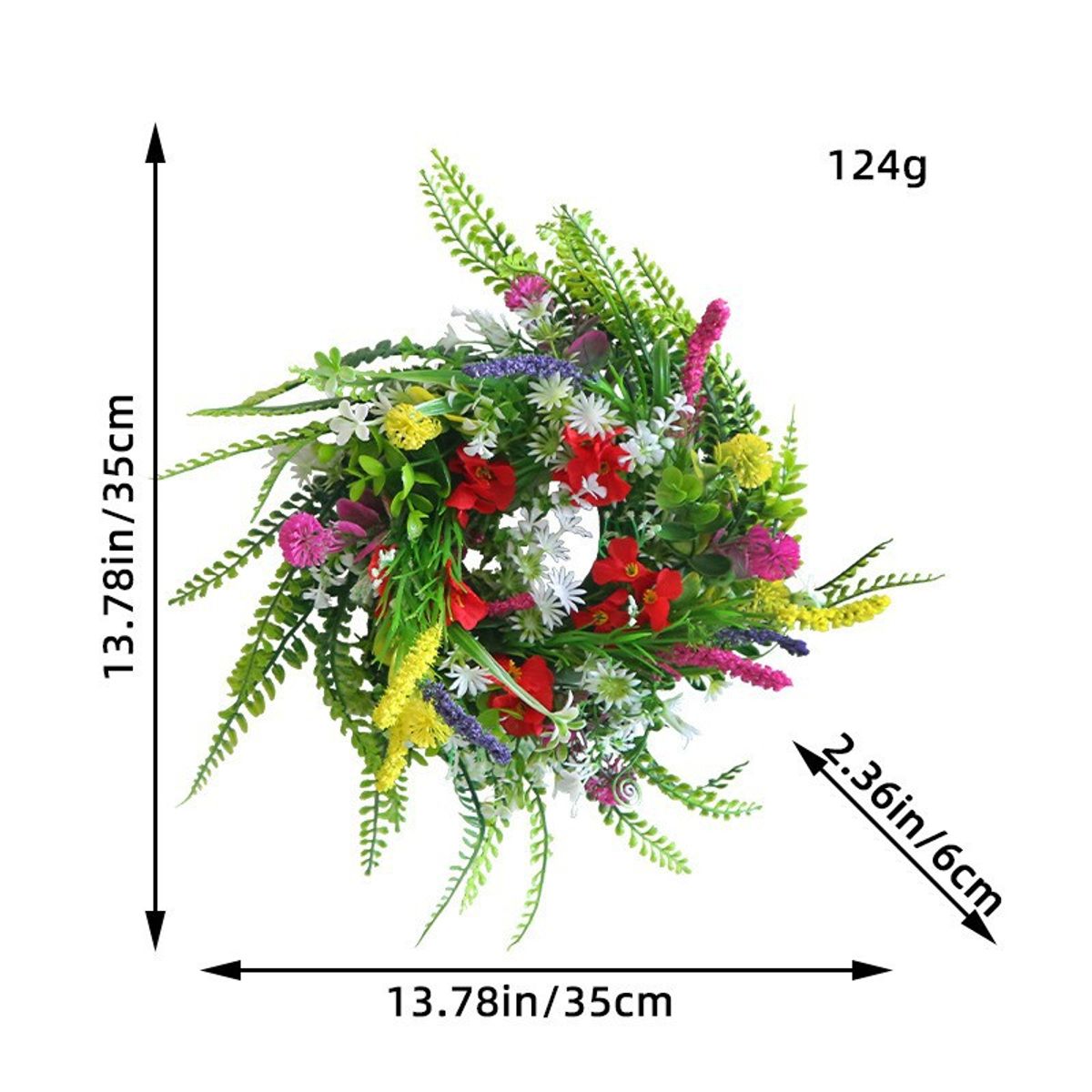 GANGLIAN - Corona Flores Silvestres Texas 35cm - Adorno de Pared para Jardín y Souvenir de Boda