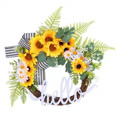 GANGLIAN - Corona Girasoles con Letra 45cm - Diseño Campestre para Puerta Pared y Finca