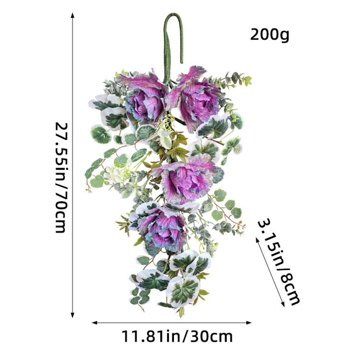 GANGLIAN - Colgante Flores Púrpura Invertidas 70cm - Decoración de Impacto para Jardín y Pared