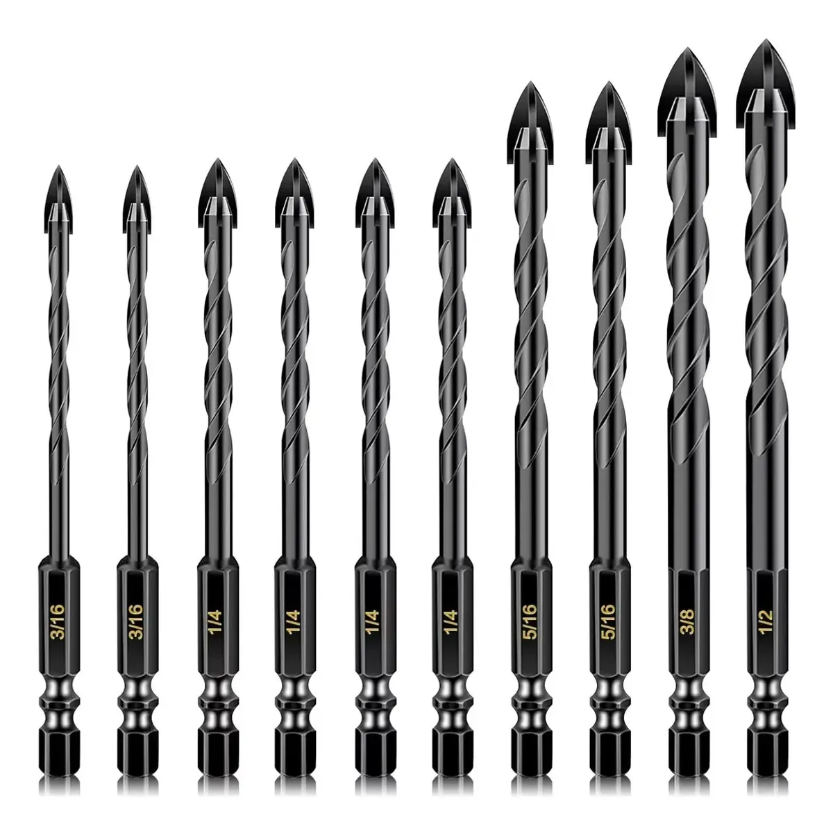 TNAKIEX - 10pc Broca Punta Flecha Doble Ceramica Vidrio Porcelanato