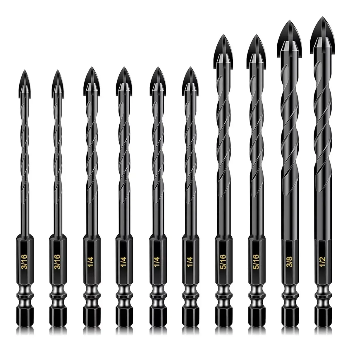 TNAKIEX - 10pc Broca Punta Flecha Doble Ceramica Vidrio Porcelanato