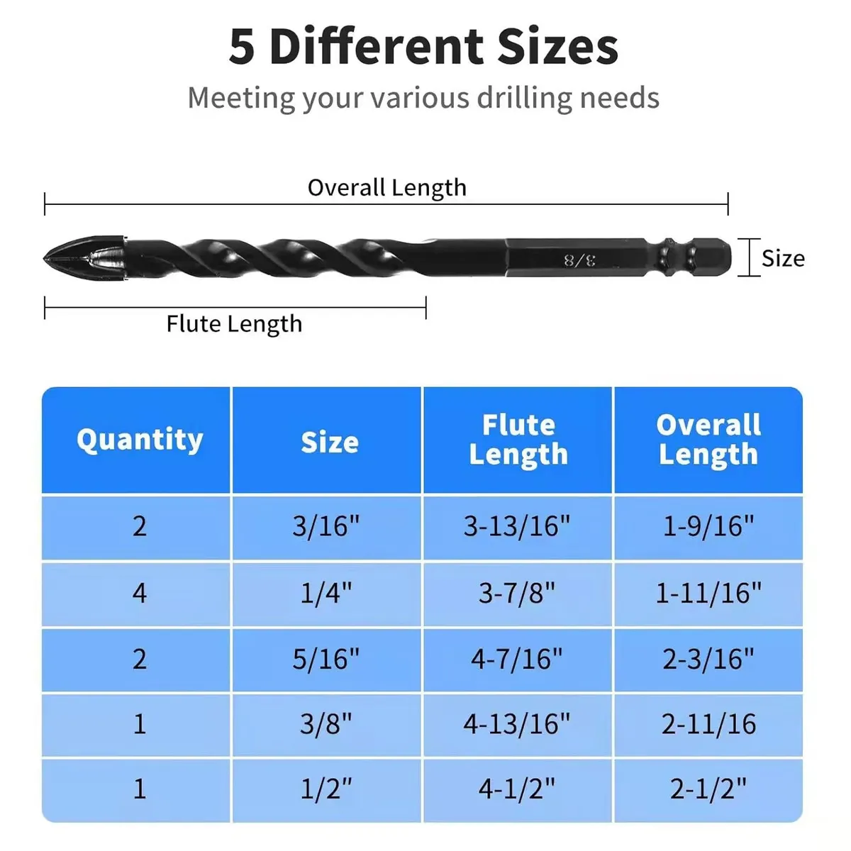 TNAKIEX - 10pc Broca Punta Flecha Doble Ceramica Vidrio Porcelanato