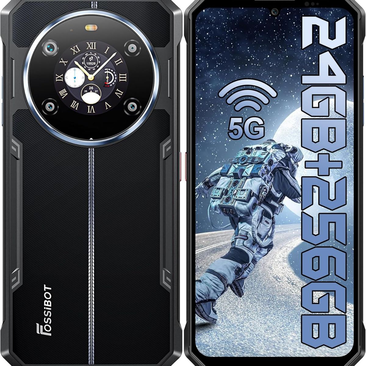 FOSSIBOT - Fossibot F109 5G Celular 24GB+256GB 10600mAh Smartphone-Negro