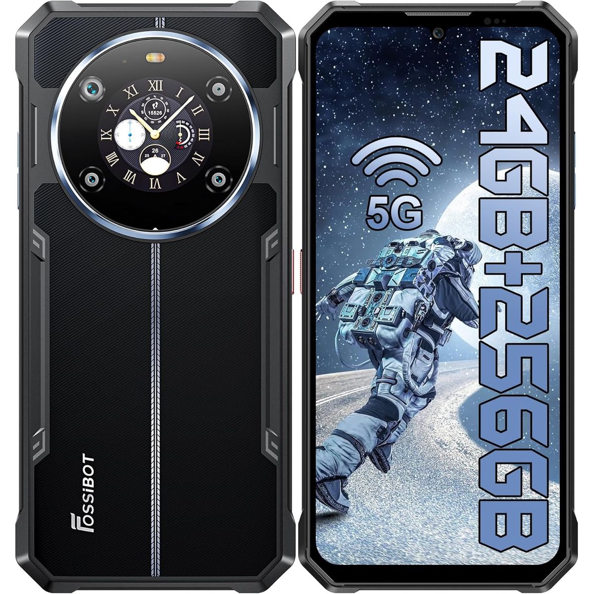 FOSSIBOT - Fossibot F109 5G Celular 24GB+256GB 10600mAh Smartphone-Negro