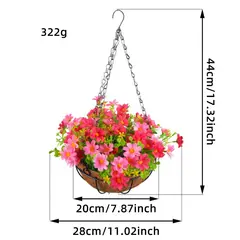 GANGLIAN - Guirnalda Decorativa Cesta Rosa 44cm - Adorno para Todo el Año y Regalo de San Valentín