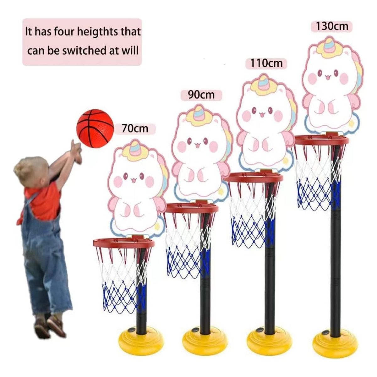 KINDA NICE - Canasta De Baloncesto Basketball Elevables Para Niños 130cm