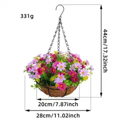 GANGLIAN - Guirnalda Decorativa Cesta Púrpura 44cm - Adorno para Todo el Año y Regalo de Espiritualidad