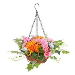 GANGLIAN - Cesta Colgante Flores Artificiales 45cm - Decoración Versátil para Jardín Puerta y DIY